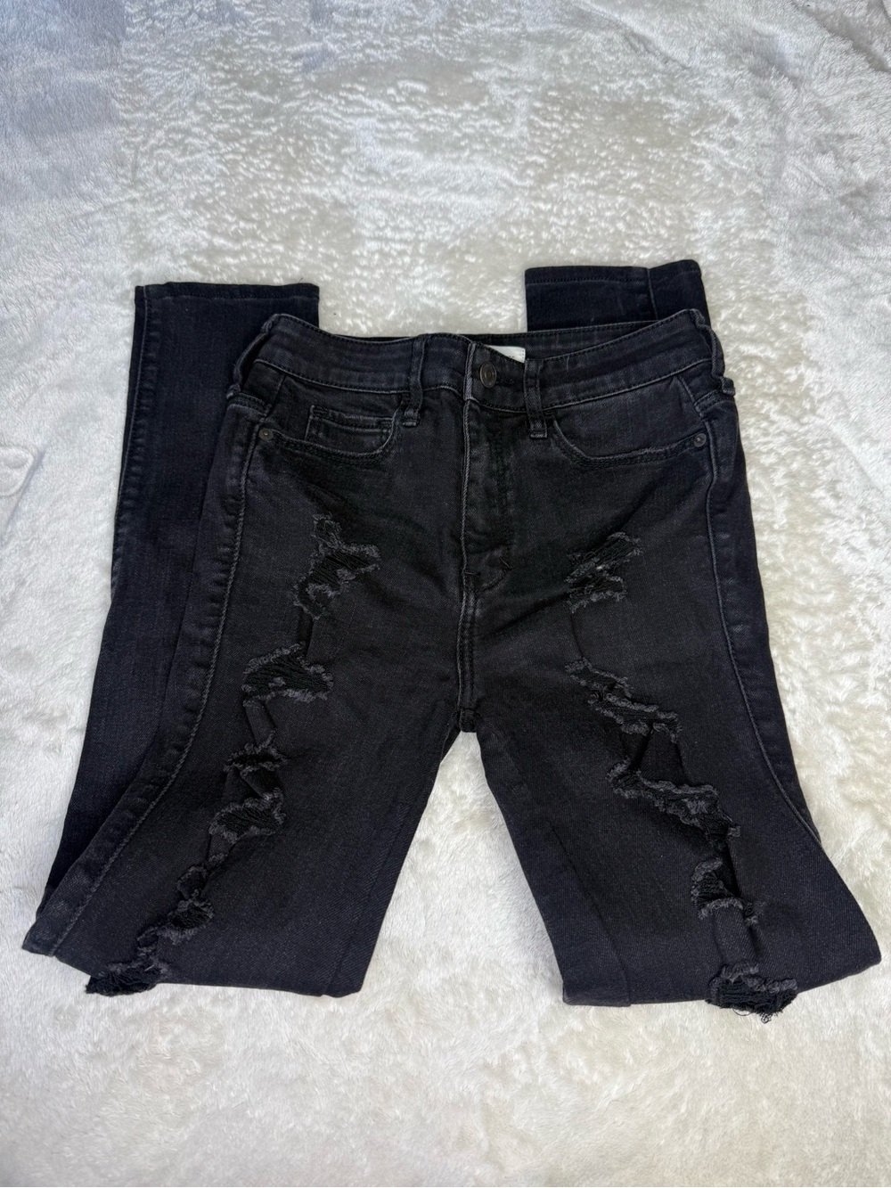Abercrombie & Fitch Black Distressed Skinny Jeans Size 2 W26 Y2K